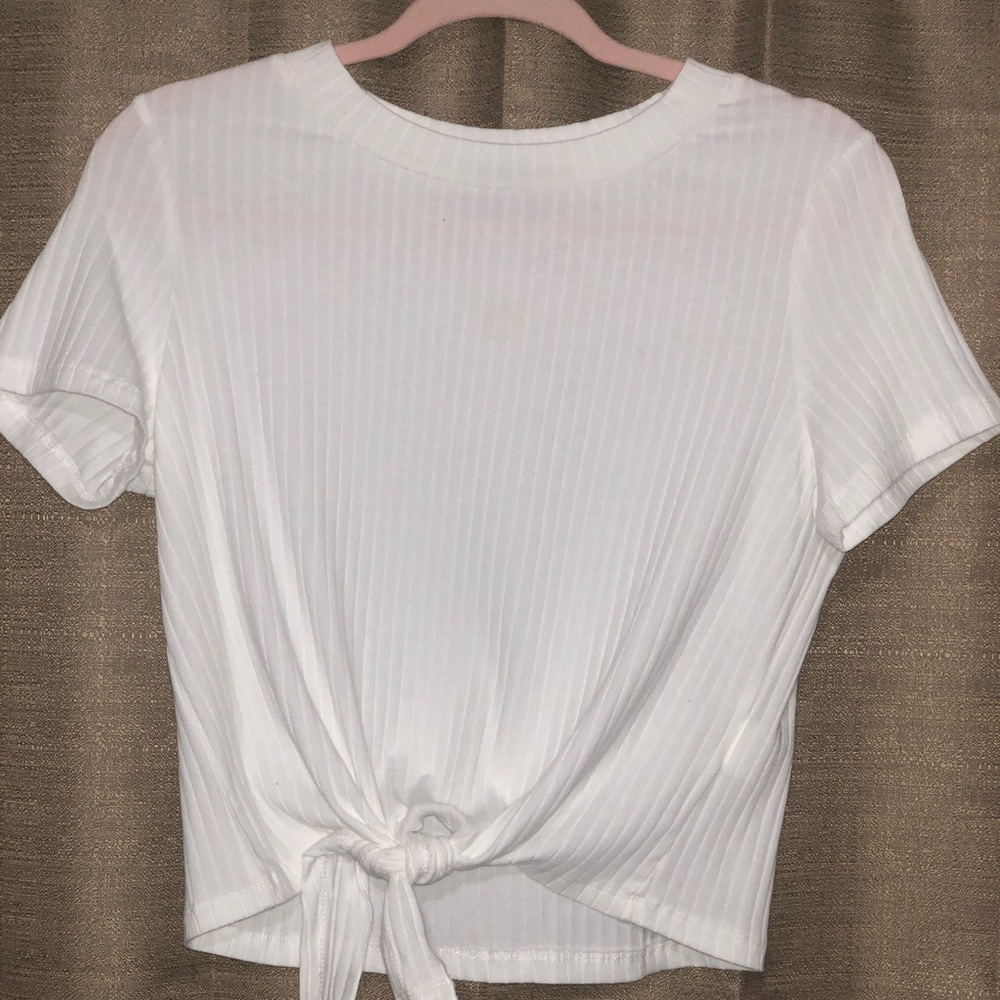 White front tie tee